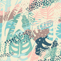 Bay Isle Home™ Seamless Exotic Pattern With Tropical Plants And Artistic Background