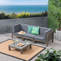 Latitude Run® Perla Modular Acacia Wood Sofa And Table Set With Cushions