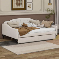 Cosmic Full Size Upholstered Tufted Daybed With Drawers