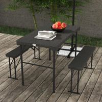 Patio Table Set 42.5" x 23.6" x 28" Dark Grey