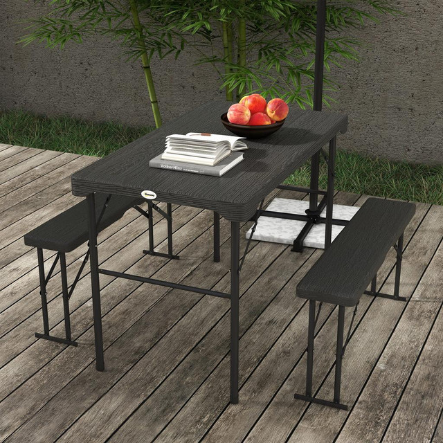 Patio Table Set 42.5" x 23.6" x 28" Dark Grey in Patio & Garden Furniture