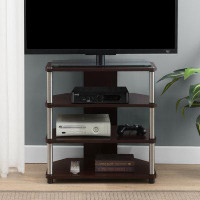 Ebern Designs Loghan 23.75'' Corner TV Stand with Stainless Steel Poles