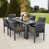 Bayou Breeze 7-piece Aluminum And Wicker Dining Table Set