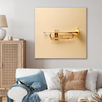 Design Art Gold Trumpet Call Bold Brass I - Music Canvas Prints