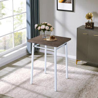 Latitude Run® Teandro Oak and Chrome Square Dining Table