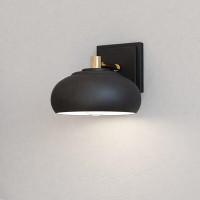 Zipcode Design™ Doster 1 Light Black and Brass Mid Century Modern Dome Bathroom Wall Sconce Fixture