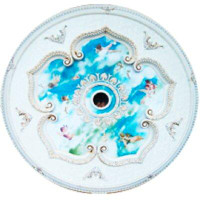 Artistry Lighting White Frame With Gold Accents Angel Blue Sky Centre Round Medallion