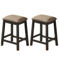 Winston Porter Winston Porter Set Of 2 Counter Height 24" Baclkess Kitchen Island Grey Barstools Chair With Wood Footres