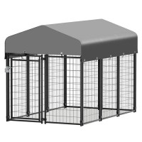 Bring Home Furniture 4Ft X 6.25Ft X 4.50Ft Heavy Duty Outdoor Dog Kennel With Waterproof Canopy, 10 Panels Dog Playpen