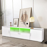 Wrought Studio Modern TV stand with LED Lights for Up to 75 inch for Gaming Living Room Bedroom