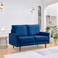 Mercer41 57.1”  Modern Decor Upholstered Sofa Furniture, Wide Velvet Fabric Loveseat Couch, Solid Wooden Frame With Padd