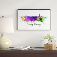 East Urban Home 'Hong Kong Skyline' Framed Painting on Wrapped Canvas