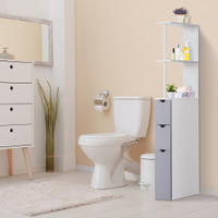 Bathroom Floor Cabinet 5.9" x 13" x 53.7" White, Gray