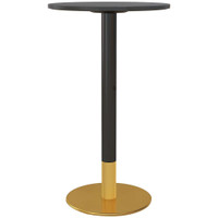 HIGH TOP BAR TABLE, MODERN ROUND DINING TABLE WITH FAUX-MARBLED TOP AND GOLD BASE, BISTRO TABLE FOR 2 PEOPLE, BLACK