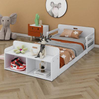 Latitude Run® Twin Size Floor Bed with Storage Footboard