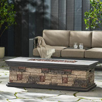 Millwood Pines Impossible 17.25" H x 56.25'' W Concrete Propane Outdoor Fire Pit Table