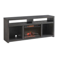 Wildon Home® Evelyn 70 Inch TV Entertainment Console, 2 Shelves, 3 Cubbies, Smooth Grey