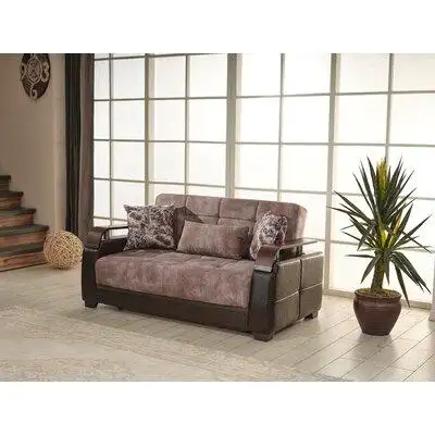 Ebern Designs Rakun Living Room 2 Seat Love Seat Brown