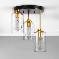 Ebern Designs Nashra Cluster Semi Flush Mount Ceiling Light Fixtures with Clear Glass Shades