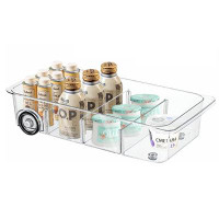 Prep & Savour Refrigerator Drawer Organizer and Storage Clear Design with Dividers and Wheels