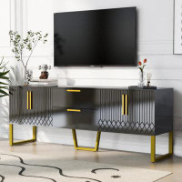 Mercer41 Modern TV Stand For Tvs Up To 75 Inches, Storage Cabinet With Drawers And Cabinets, Wood TV Console Table With