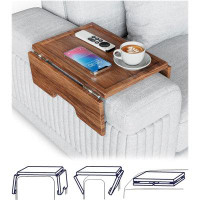 Bungalow Rose Robust Couch Arm Table Tray W/Double Hinges –Acacia