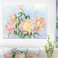 Made in Canada - East Urban Home 'Peonies Flower' Oil Painting Print Multi-Piece Image on Wrapped Canvas