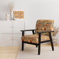 Design Art Beige Meadow Flowers Boho Pattern - Upholstered Cottage Arm Chair