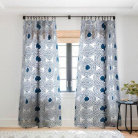 East Urban Home Camilla Foss Circles In Blue Ii 1pc Sheer Window Curtain Panel