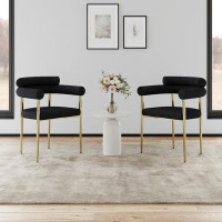 Mercer41 Mercer41 Dining Chairs Set of 2, Arm Chair with Brushed Bronze Metal Legs