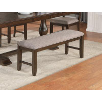 Red Barrel Studio 1Pc Traditional Charm Brown Finish Standard Height Dining Bench Light Grey Fabric Upholstery Solid Woo