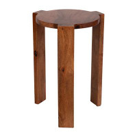 The Twillery Co. 4 Piece Set 20"H Brown Mango Wood Tall Accent Tables and a Solid Frame for a Stylish Addition to Your H