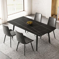 George Oliver Kailub 70.8'' Rectangle Marble Dining Table Set for 4