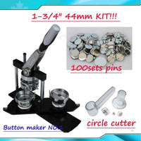 Title: ALL METAL Button maker kit!! 1-3/4” 44mm Badge Button Maker+Circle Cutter+100 Pin back Button PARTY HOME FOR SALE