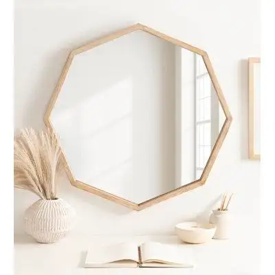 Ebern Designs Wooden Octagon Bathroom Mirror