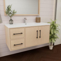 MEBO Victoria 42'' Left Drawer Wall-Mounted Vanity with Reinforced Acrylic Sink