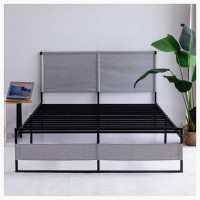 Latitude Run® Metal Bed Frame 14 Inch King Size with Headboard and Footboard