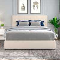 Latitude Run® Upholstered Platform Bed With Patented 4 Drawers Storage, Square Stitched Button Tufted Headboard
