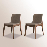 Hokku Designs 31.1" Brown Solid back side Upholstered Chair(Set of 2)