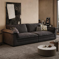 MABOLUS 85.83" Black Cloth Standard Sofa cushion couch
