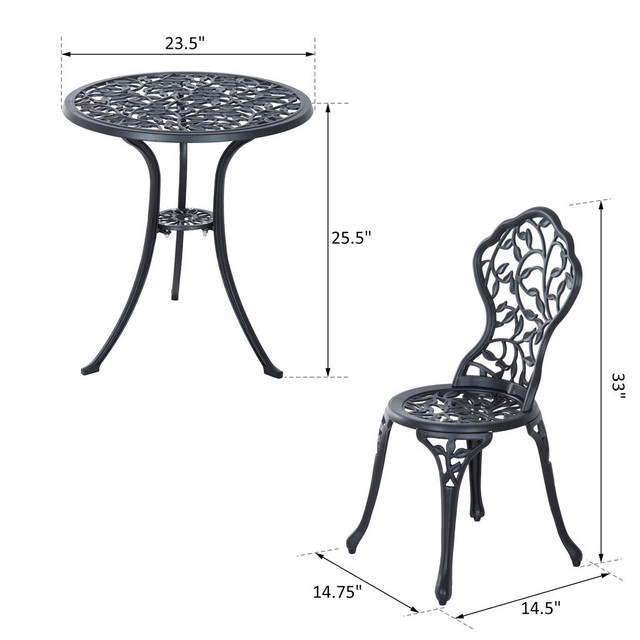 Patio Chairs Set 23.5" x 23.5" x 25.5" Black in Patio & Garden Furniture - Image 3