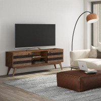 Corrigan Studio Clarkson SOLID ACACIA WOOD Low TV Stand in Rustic Natural Aged Brown For TVs up to 65 inches
