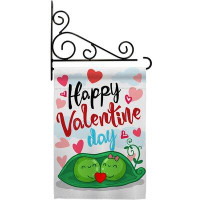 Breeze Decor My Sweet Peas Valentine - Impressions Decorative Metal Fansy Wall Bracket Garden Flag Set GS101054-BO-03