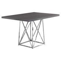 Lux Comfort 36" Grey And Silver Rectangular Manufactured Wood And Metal Dining Table
