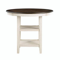 Red Barrel Studio Brown and Antique White Finish 1pc Counter Height Table with 2x Display Shelves