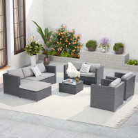 Hokku Designs -piece Pe Rattan Outdoor Furniture Set: Elegant Sofa, Chairs, And Table Combo For Garden And Patio