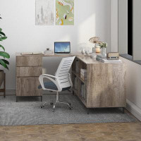 Gracie Oaks Munt 64'' W L-Shaped Computer Desk with and Cabinet