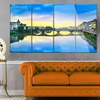 Made in Canada - Design Art 'Carraia Medieval Bridge on Arno River' 4 Piece Photographic Print on Metal Set