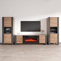 Orren Ellis Rushank Entertainment Center for TVs up to 88" with Electric Fireplace Included