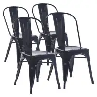 Williston Forge Metal Stacking Side Chairs Iron Dining Chairs With Rubber Foot Pads